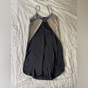 Zara midi Slip Dress with gold and lace detailing.